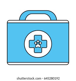 white and blue silhouette of cartoon medical veterinary bag