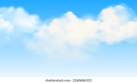 White Blue Sky And White Clouds Background Design