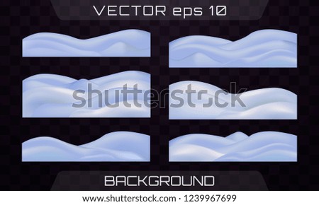 White blue snow template. Snowball and snowdrift. Christmas snow for the new year. Illustration of snowball effect, frost snowcap.