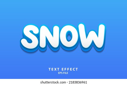 White And Blue Snow Text Effect Template With Cartoon Style And Bold Font Concept. Editable Text Effect. Vector Illustration
