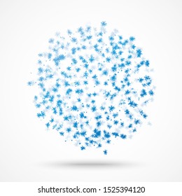 White blue snowball from snowflake vector illustration isolated on white background. Winter and Christmas symbol.