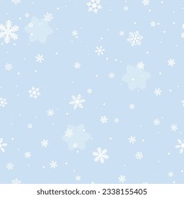 Fondo del copo de nieve azul blanco. La textura vectorial de los copos de nieve de Navidad. Fondo de nevada sin foco.