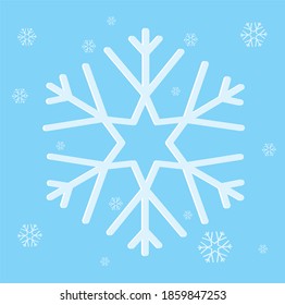 Vector de estilo de línea de copo de nieve blanco y azul