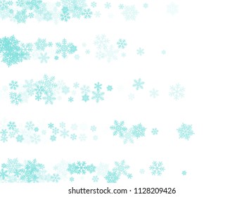 White blue snowflake macro vector illustration, snow flakes confetti minimal scatter card. Winter Cristmas snow background. Flakes windy and flying winter trendy vector background.