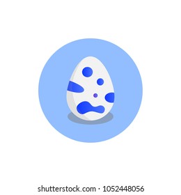 White  and blue spotted egg vector on circular blue background