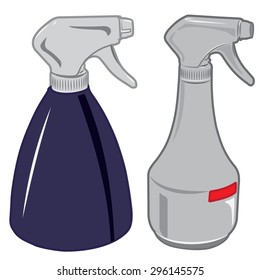 White and blue spray bottle of liquid isolated on a white background vector illustration
