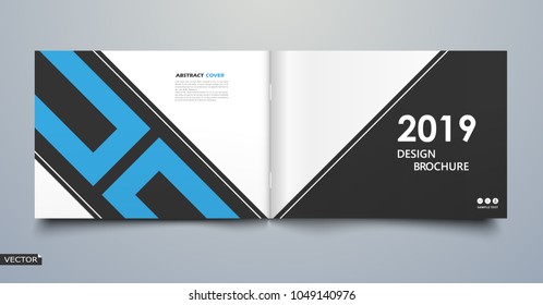 White, blue square lines icon. Bright leaves text frame. Patch a4 brochure cover design. Title sheet model set. Creative front page art. Ad banner theme. Modern vector front page art. 2019. 2018.Year.