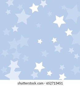 White and blue stars on a light blue background.  Vector star confetti splash isolated on blue background. Pattern with small stars. Modern Creative Pattern. Vector image, EPS10.