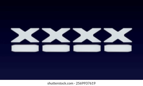 White and blue strike indicator featuring bold glowing "X" symbols in a clean design.