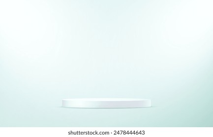 Weiß-blauer Studioraum-Hintergrund. Blau-weißer Hintergrund Vektorgrafik 3d mit Podium. Leerer Raum mit Lichteffekt. Platz für den Verkauf von Produkten auf der Website. Geschäftlicher Hintergrund. Vektorillustration.