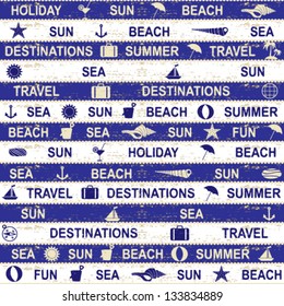 White and blue summer and sea themed seamless background