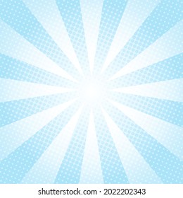 White and blue Sunburst Pattern Background. Sunburst with rays background. Vector illustration. White and blue radial background. Halftone background.