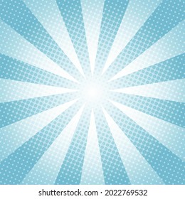White and blue Sunburst Pattern Background. Sunburst with rays background. Vector illustration. White and blue radial background. Halftone background.