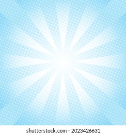 White and blue Sunburst Pattern Background. Sunburst with rays background. Vector illustration. White and blue radial background. Halftone background.