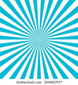 Fondo del patrón de explosión de sol blanco y azul. Rayos. Fondo de la explosión del sol. Ilustración vectorial. Fondo radial blanco y azul.