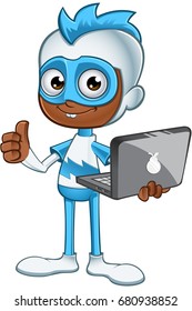 White And Blue Superhero Character