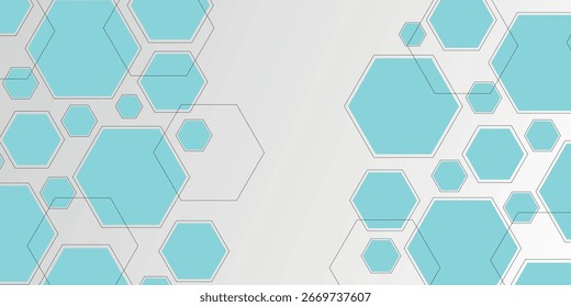 White and blue technology hexagonal abstract background. Vector abstract graphic design banner pattern background. Abstract polygonal background. Healthcare and technology concept with flat icons.