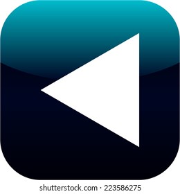 white and blue triangle icon or button for web or phone app
