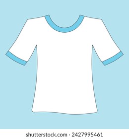 White blue t-shirt template isolated vector illustration