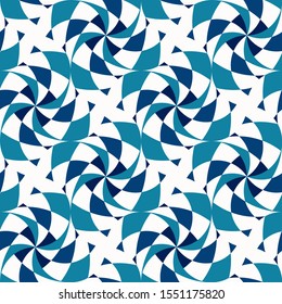 white, blue and turquoise polygons with rounded shapes, built in a certain order, form an interesting ornament. motley seamless pattern. vector

