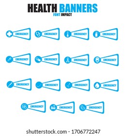 White and blue vector illustration of icon banners for medicine and health designs.