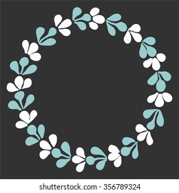 White and blue vector laurel wreath on black background