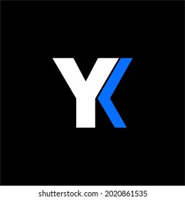 white blue vector letter y k logo