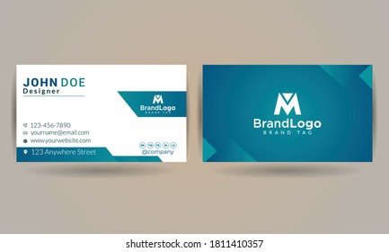 White And Blue Vector Modern Creative and Clean Eye Catching Business Card Template