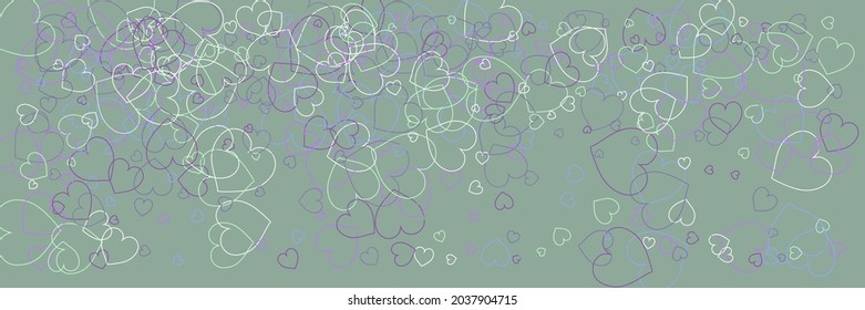 White Blue Vivid Hearts Bordo Style. Bright Green Neon Violet Pink Modern Design. Purple Multicolor Pastel Love Ornamental Fabrics. Mint Olive Confetti Party Colorful Romantic Background.