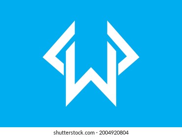White blue of W initial letter design