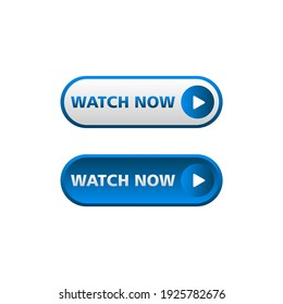 White And Blue Watch Now Button In Neomorphism Style. Easy Editable Vector Isolated Illustration. 