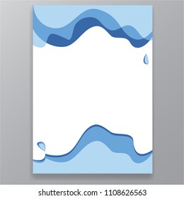 White blue water splashes cartoon sty;e , page design .