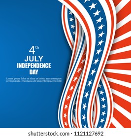 White and blue waves with stars.Abstract background us independence day