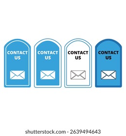 White and blue web contact us buttons with an envelope on a white background 