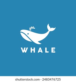 White and blue whale logo design.