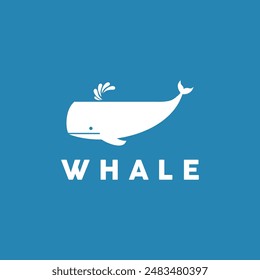 White and blue whale logo design.