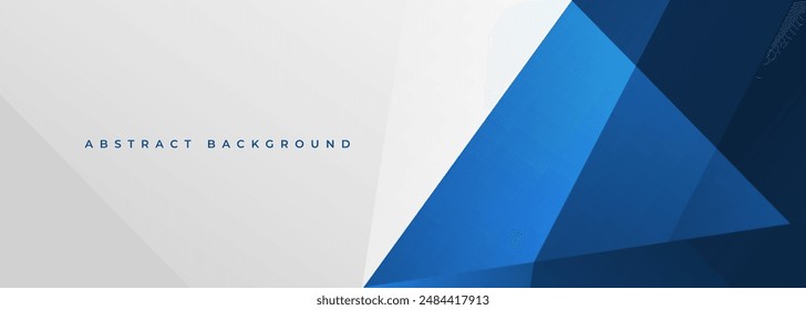 Fondo abstracto ancho blanco y azul. Anuncio abstracto moderno azul oscuro y blanco con Formas geométricas. Ilustración vectorial de fondo.