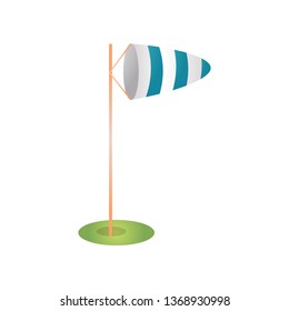 White blue windsock for measurement direction and power of wind