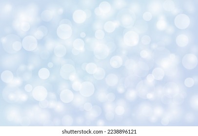White blur bokeh. Light glow. Shiny party sparkles. Blurry celebrate effect. Soft dreamy texture. Defocused silver glitter. Circle sparks. Blinking spots. Vector neoteric background