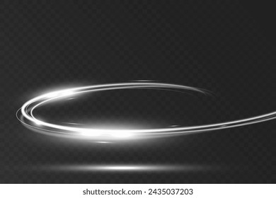 White blur trail wave,
circle silver line of light speed.Vector illustration.