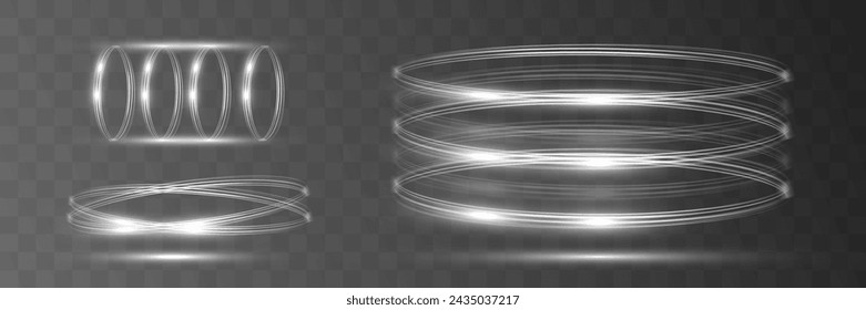 White blur trail wave,
circle silver line of light speed.Vector illustration.