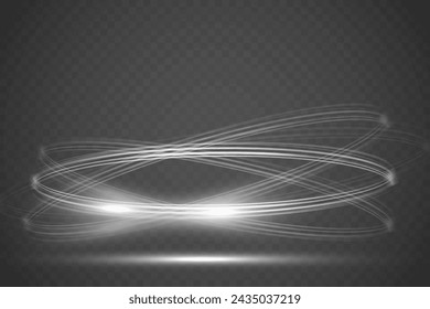 White blur trail wave,
circle silver line of light speed.Vector illustration.
