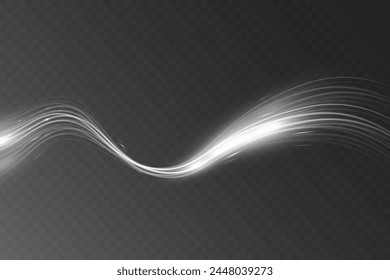 White blur trail wave, circle silver line of light speed.Vector illustration.