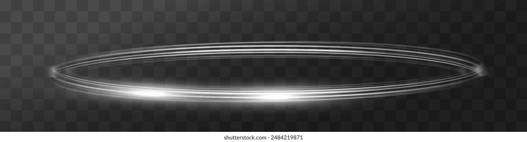White blur trail wave, circle silver line of light speed.Vector illustration.	