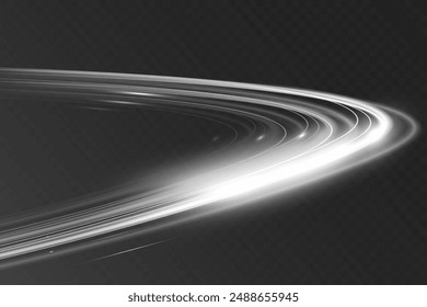 	
Onda blanca de la pista del desenfoque, línea plateada del círculo de la velocidad de la luz.Ilustración vectorial.