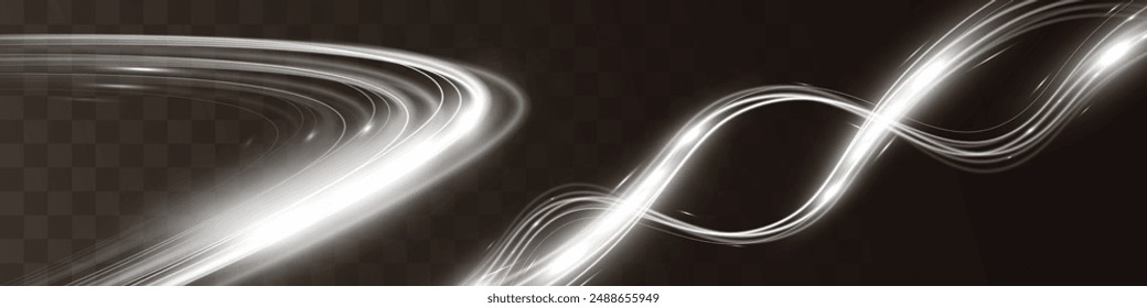 	
Onda blanca de la pista del desenfoque, línea plateada del círculo de la velocidad de la luz.Ilustración vectorial.
