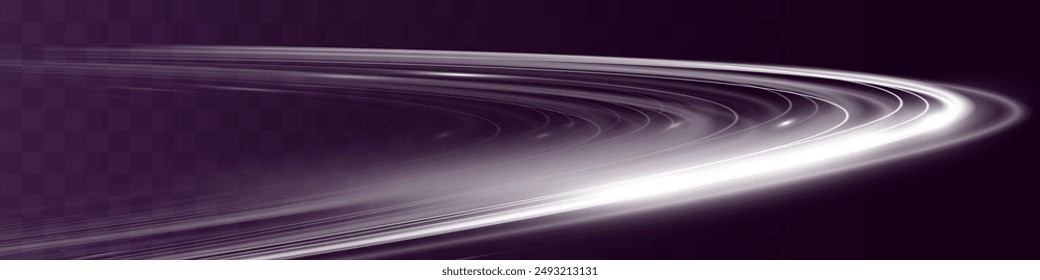 Onda blanca de la pista del desenfoque, línea plateada del círculo de la velocidad de la luz.Ilustración vectorial.