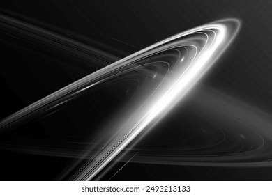 Onda blanca de la pista del desenfoque, línea plateada del círculo de la velocidad de la luz.Ilustración vectorial.
