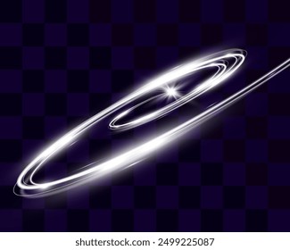 White blur trail wave, circle silver line of light speed.Vector illustration.	