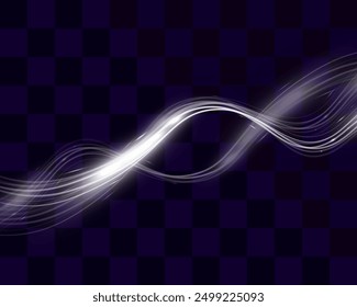 Blanco desenfoque de la onda del rastro, línea plateada circular de la velocidad de la luz. Ilustración vectorial.	